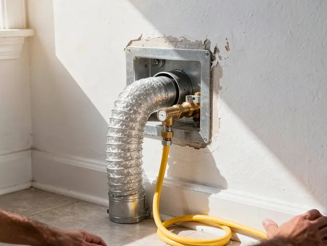 Norwell Dryer Vent Cleaning certified technician performing specialized gas dryer vent cleaning in Norwell